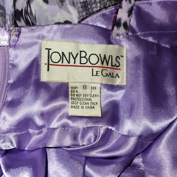 Tony Bowls La Gala Purple Leopard Pleated Maxi Gown - Picture 11 of 14